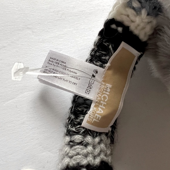MICHAEL KORS TWEED STRIPE FAUX FUR EARMUFFS OS GRAY/BLUE NWT main image 9